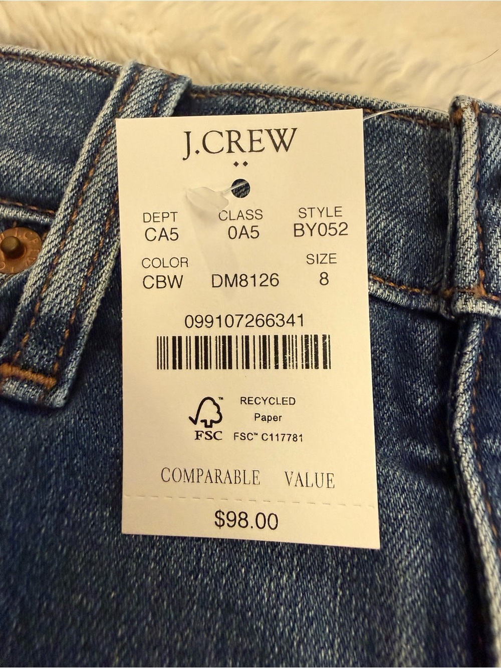 NWT J Crew Classic Blue Denim Pencil Skirt - Women's size 8 - Picture 3 of 9